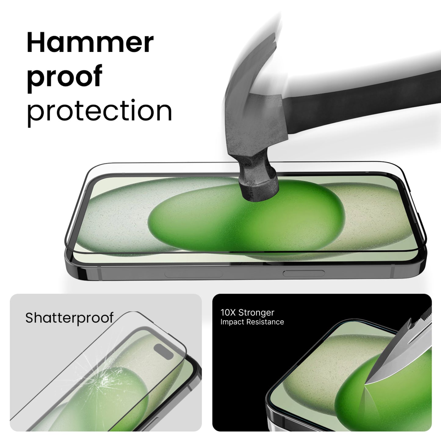 Totem 3D Hammer Proof Screen Protector for iPhone 15